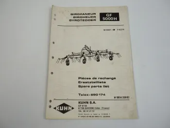 Kuhn GF5000H Giroheuer Ersatzteilliste Parts List Pieces de Rechange 1987