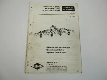 Kuhn GF5000MH MHA Giroheuer Ersatzteilliste Parts List Pieces de Rechange 1989