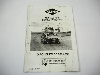Kuhn GF5001 MH Giroheuer Betriebsanleitung Bedienungsanleitung Montage 1995