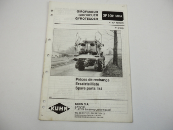 Kuhn GF5001MHA Giroheuer Ersatzteilliste Parts List Pieces de Rechange 1992