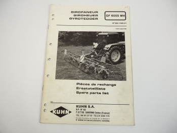 Kuhn GF6000 MH Giroheuer Ersatzteilliste Ersatzteilkatalog parts list 1989
