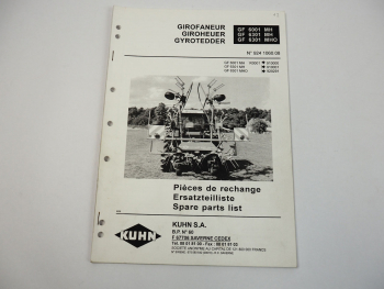 Kuhn GF6001 6301 MH MHO Giroheuer Ersatzteilliste Ersatzteilkatalog 1995
