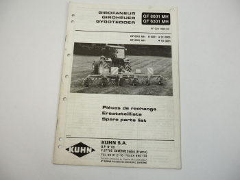 Kuhn GF6001MH 6301MH Giroheuer Ersatzteilliste Ersatzteilkatalog 1991