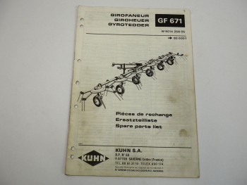 Kuhn GF671 Giroheuer Ersatzteilliste Parts List Pieces de Rechange 1988