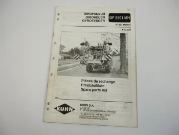 Kuhn GF8501MH Giroheuer Ersatzteilliste Parts List Pieces de Rechange 1992