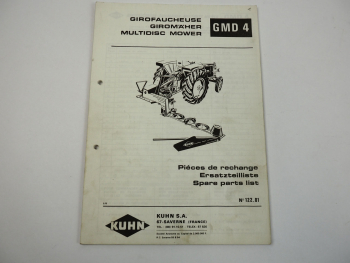 Kuhn GMD4 Giromäher Ersatzteilliste Ersatzteilkatalog parts list 1972