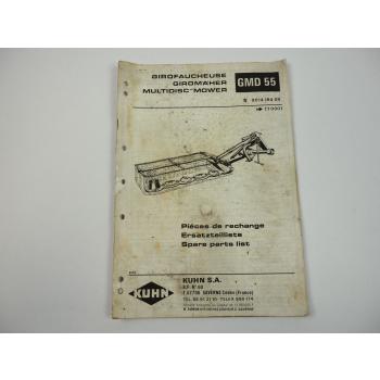 Kuhn GMD55 Giromäher Ersatzteilliste Parts List Pieces de Rechange 1989