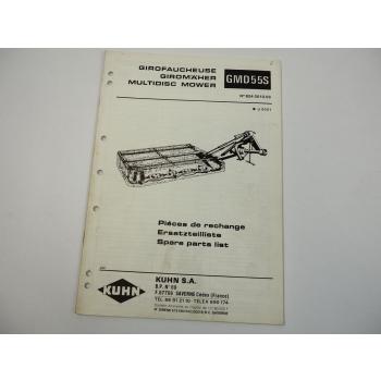 Kuhn GMD55S Giromäher Ersatzteilliste Parts List Pieces de Rechange 1989