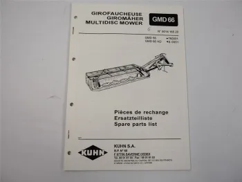 Kuhn GMD66 66HD Giromäher Ersatzteilliste Parts List Pieces de Rechange 1994