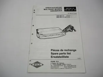 Kuhn GMD800 GII HD Giromäher Ersatzteilliste Ersatzteilkatakog 2000