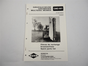 Kuhn GMD801 Giromäher Ersatzteilliste Parts List Pieces de Rechange 1994
