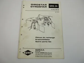 Kuhn GRS24 Girostar Heuwender Ersatzteilliste Ersatzteilkatalog parts list 1989