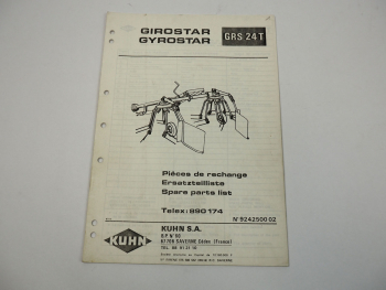 Kuhn GRS24T Girostar Heuwender Ersatzteilliste Ersatzteilkatalog parts list 1987