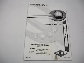 Kuhn Multi Master 112 3E 4T Volldrehpflug Betriebsanleitung 2006