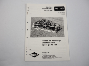 Kuhn RG3001 Rotorgrubber Ersatzteilliste Parts List Pieces de Rechange 1994