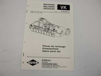 Kuhn VK 95 115 135 155 Häcksler Ersatzteilliste Pieces de Rechange 1994