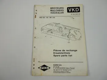 Kuhn VKD 155 170 190 210 Häcksler Ersatzteilliste Pieces de Rechange 1994