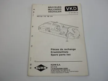 Kuhn VKD 155 170 190 210 Häcksler Ersatzteilliste Spare Parts List 1994
