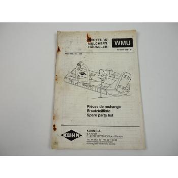 Kuhn WMU 230 265 305 Häcksler Ersatzteilliste Parts List Pieces de Rechange 1991