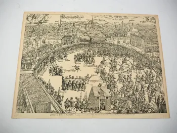Kupferstich Festschießen zu Zwickau im August 1573 Ausgabe um 1880