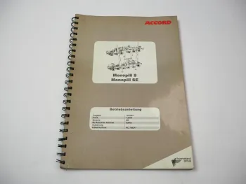 Kverneland Accord Monopill S SE Drillmaschine Betriebsanleitung 12/2004