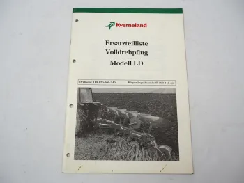 Kverneland Modell LD 110 120 160 240 Volldrehpflug Ersatzteilliste 1990