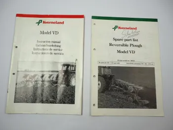 Kverneland Modell VD Volldrehpflug Betriebsanleitung Ersatzteilliste 1990/91