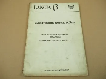 Lancia Beta Limousine Restyling Trevi Schaltpläne Elektrik Werkstatthandbuch