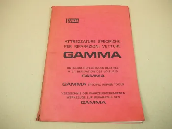 Lancia Gamma Katalog Spezialwerkzeug Werkzeuge 1976 Specific Tools