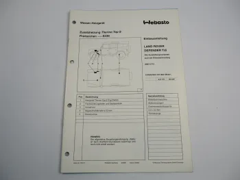 Land Rover Defender Tdi Einbauanleitung Webasto Thermo Top S DW50 Heizung 1996