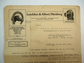 Landecker & Albert Nürnberg Firmenbrief 1928