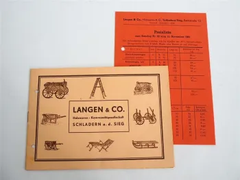 Langen & Co. Schladern Holzwaren Leiterwagen Karren Katalog Preisliste 1953