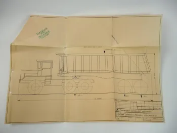 Langendorf Sattelkipper mit Stahlmulde Technische Zeichnung Bonness 1983