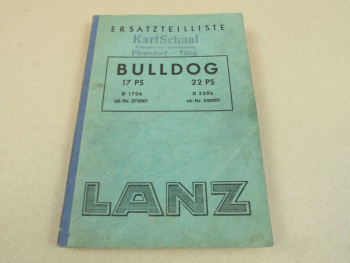 Lanz D 1706 2206 Bulldog 17 22 PS Ersatzteilliste Ersatzteilkatalog 1953