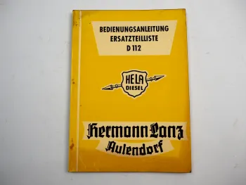 Lanz Hela D112 Schlepper Bedienungsanleitung Ersatzteilliste 1950er Jahre