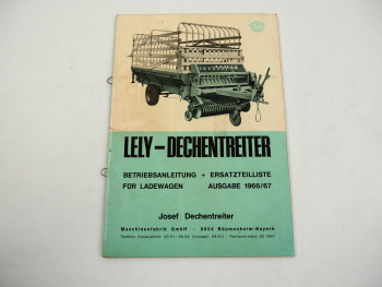 Lely Dechentreiter Ladewagen Betriebsanleitung Ersatzteilliste 1966/67
