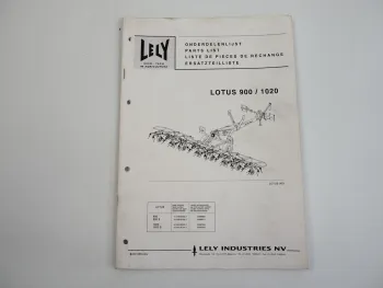 Lely Lotus 900 1020 S Zettwender Kreiselheuer Ersatzteilliste Spare Parts List