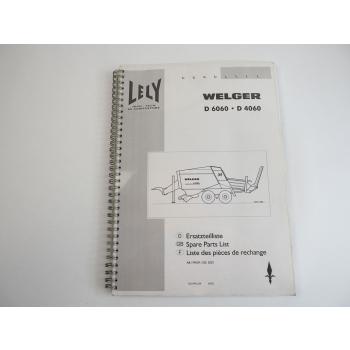 Lely Welger D 4060 6060 Packenpresse Ersatzteilliste Spare Parts List 2002