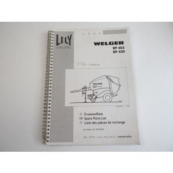 Lely Welger RP 402 420 Rundballenpresse Ersatzteilliste Spare Parts List 2003