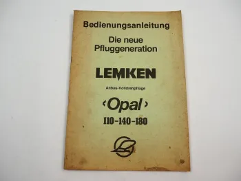 Lemken Opal 110 140 180 Volldrehpflug Betriebsanleitung Ersatzteilliste 1980er J.