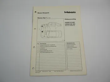 Lexus LS 400 GS 300 Einbauanleitung Webasto Thermo Top T BW50 Heizung