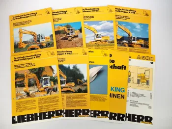 Liebherr A310 A900 A902 A912 R912 R932 R942 Hydraulikbagger 9x Prospekt ca. 1990