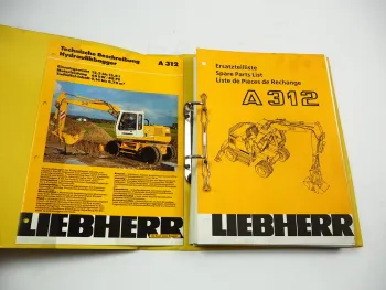Liebherr A312 Typ 551 Bagger Ersatzteilliste & Prospekt Spare Parts List 1994