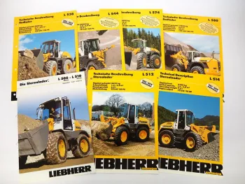 Liebherr L506 bis L580 Radlader Stereolader 7x Prospekt 1999/2004