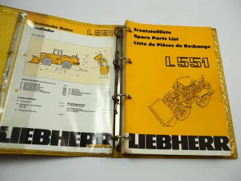 Liebherr L551 Radlader Ersatzteilliste Spare Parts List Typ 274 Stand 1986