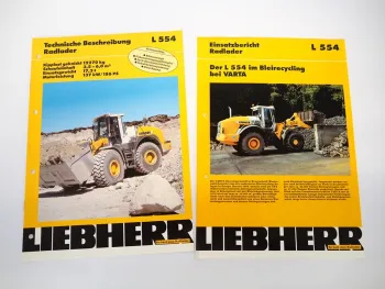 Liebherr L554 Radlader Prospekt + Einsatzbericht Varta Recycling 1999