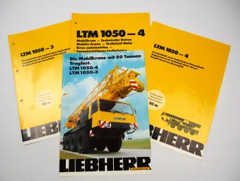 Liebherr LTM 1050-3 1050-4 Mobilkran 50t Prospekt 3x Technische Daten 1987/90