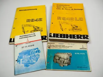 Liebherr R942 LC Bagger Deutz Motor Betriebsanleitung Ersatzteilliste 1979/83