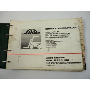 Linde H20 H25 H30 Gabelstapler mit Verbrennungsmotor Ersatzteilliste 1977