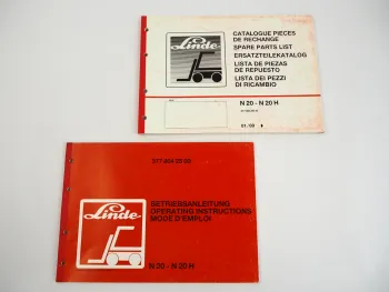 Linde N20 N20H Hubwagen Betriebsanleitung Ersatzteilliste 1989